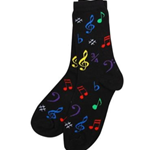 Music Note Socks - Multi Colored Black