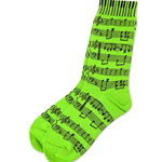 Sheet Music Socks - Neon Green