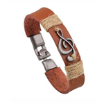 Brown Leather Treble Clef Bracelet