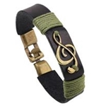 Black Leather Treble Clef Bracelet