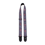 Blue and Red Flower Jacquard Guitar Strap