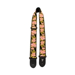 Pink and Black Flower Jacquard Guitar Strap