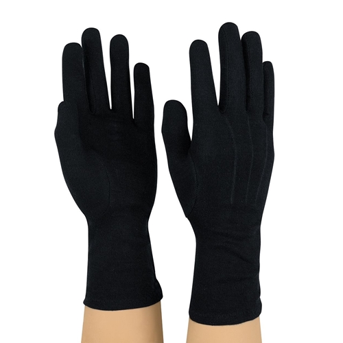 Long Wristed Black Cotton Marching Glove