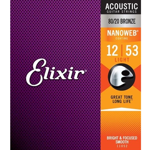 Elixir Nanoweb 80/20 Light Acoustic Guitar Strings