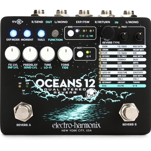 Electro-Harmonix Oceans 12 Dual Stereo Reverb Guitar Pedal *