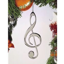 Treble Clef Ornament - Silver