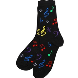 Music Note Socks - Multi Colored Black