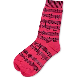 Music Score Socks - Hot Pink