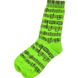 Sheet Music Socks - Neon Green