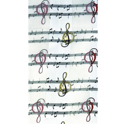 White Scarf with Color Clef Notes and Black Staff