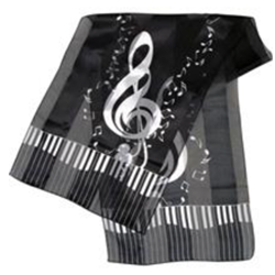 Keyboard Clef Notes Scarf - Black