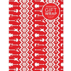 Wrapping Paper - Red and White Holiday Guitar