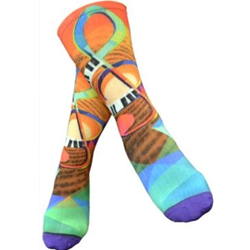 Treble Clef Socks - Orange and Blue