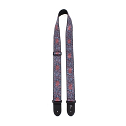 Blue and Red Flower Jacquard Guitar Strap
