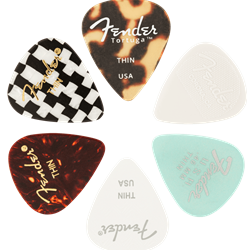 Fender Thin 351 Shape Material Medley Picks- Pack of 6