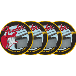 Fender "Since 1946" Guitars & Amps Leather Coaster Set of 4