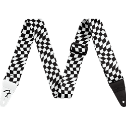 Fender 2" Poly Wavy Checkerboard Guitar Strap - Black/White
