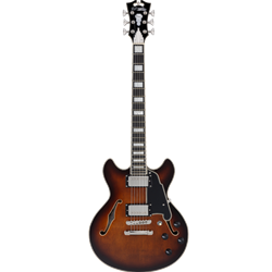 D'Angelico PREMIER MINI DC w/bag Semi-Hollow Double Cutaway Electric Guitar - Brown Burst